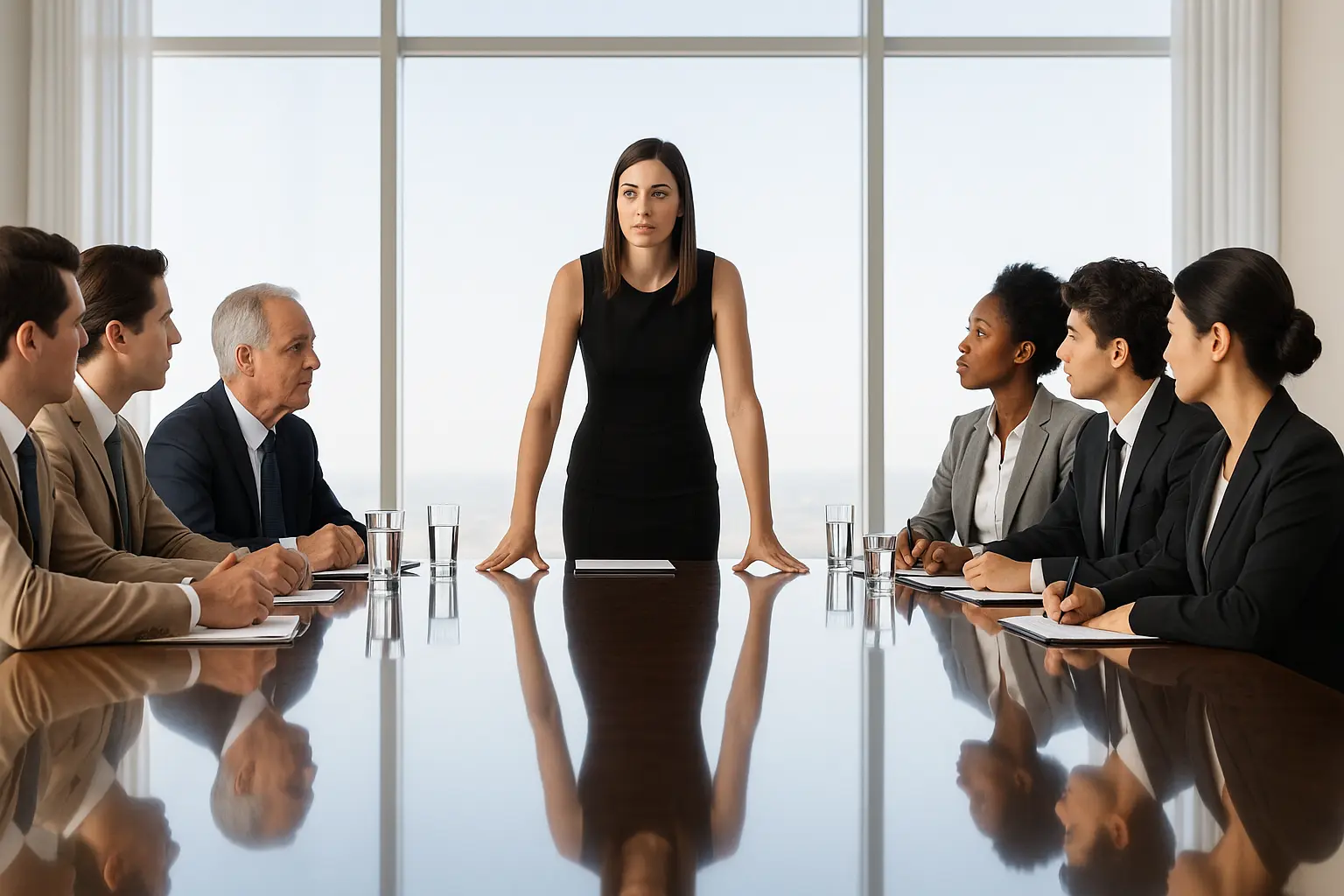 Woman leading a board meeting